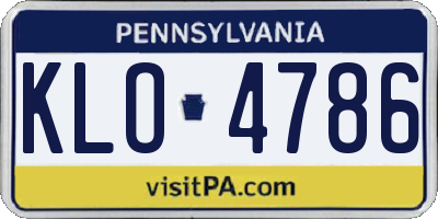 PA license plate KLO4786