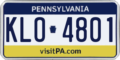 PA license plate KLO4801