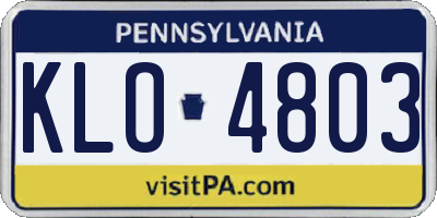 PA license plate KLO4803