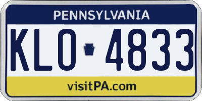 PA license plate KLO4833