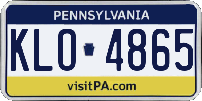 PA license plate KLO4865