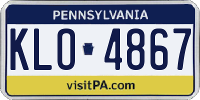 PA license plate KLO4867