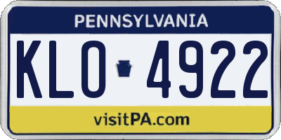 PA license plate KLO4922