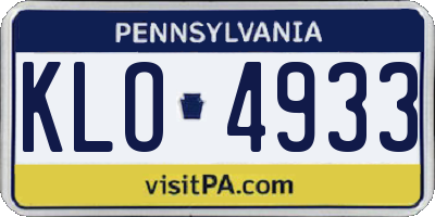 PA license plate KLO4933