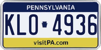PA license plate KLO4936