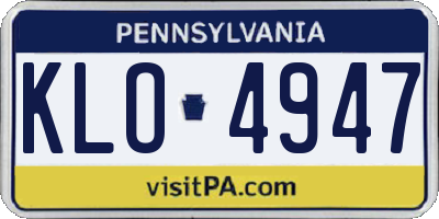 PA license plate KLO4947