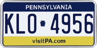 PA license plate KLO4956