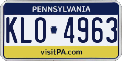 PA license plate KLO4963