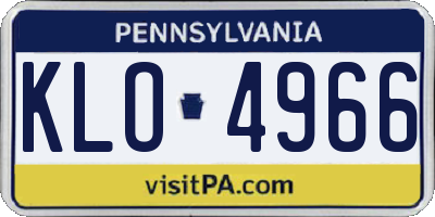 PA license plate KLO4966