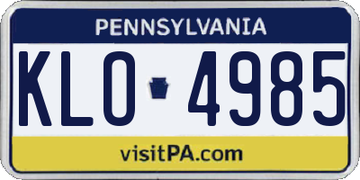 PA license plate KLO4985