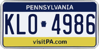 PA license plate KLO4986