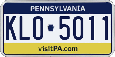 PA license plate KLO5011