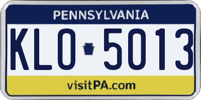 PA license plate KLO5013