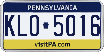 PA license plate KLO5016