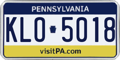 PA license plate KLO5018