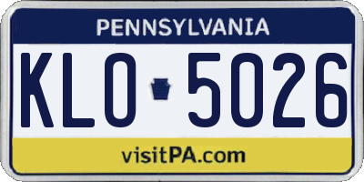 PA license plate KLO5026