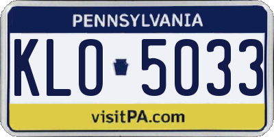 PA license plate KLO5033