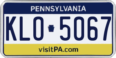 PA license plate KLO5067