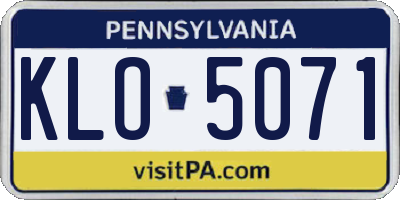 PA license plate KLO5071