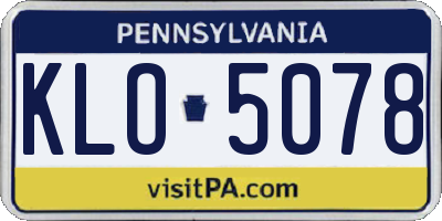 PA license plate KLO5078