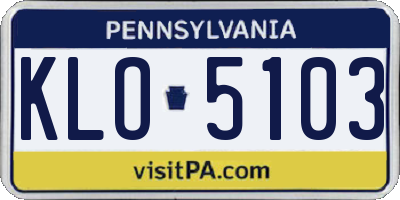 PA license plate KLO5103