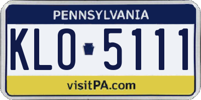 PA license plate KLO5111