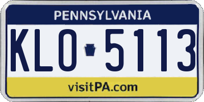 PA license plate KLO5113
