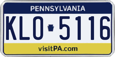 PA license plate KLO5116