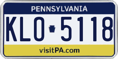 PA license plate KLO5118