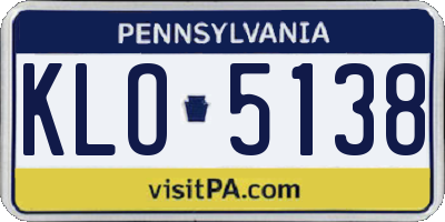 PA license plate KLO5138