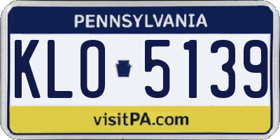 PA license plate KLO5139