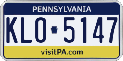 PA license plate KLO5147