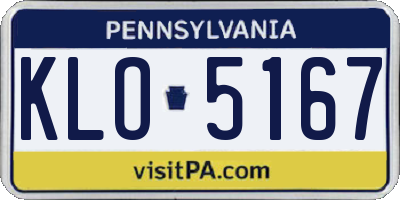 PA license plate KLO5167