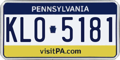 PA license plate KLO5181