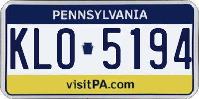 PA license plate KLO5194