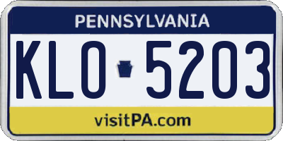 PA license plate KLO5203