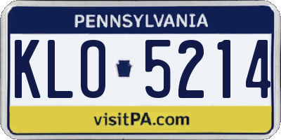PA license plate KLO5214