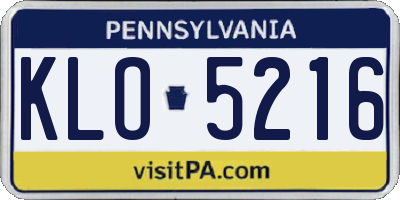 PA license plate KLO5216