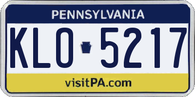 PA license plate KLO5217