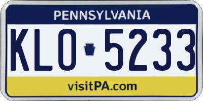 PA license plate KLO5233