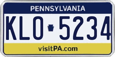 PA license plate KLO5234