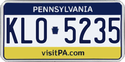 PA license plate KLO5235