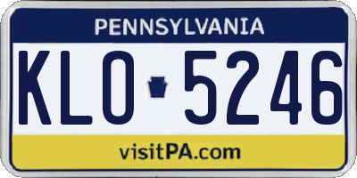 PA license plate KLO5246
