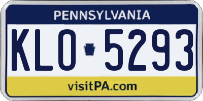 PA license plate KLO5293
