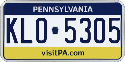 PA license plate KLO5305