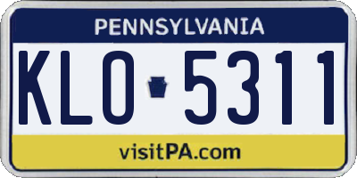 PA license plate KLO5311