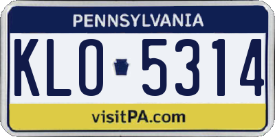 PA license plate KLO5314