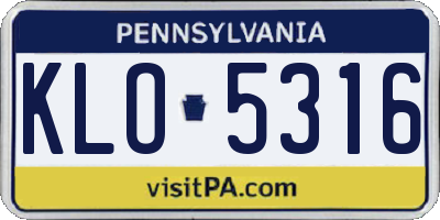 PA license plate KLO5316