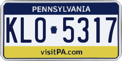 PA license plate KLO5317