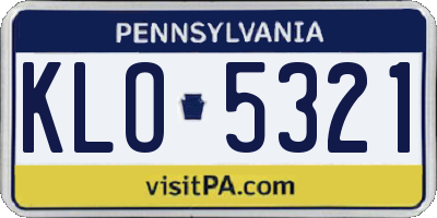 PA license plate KLO5321